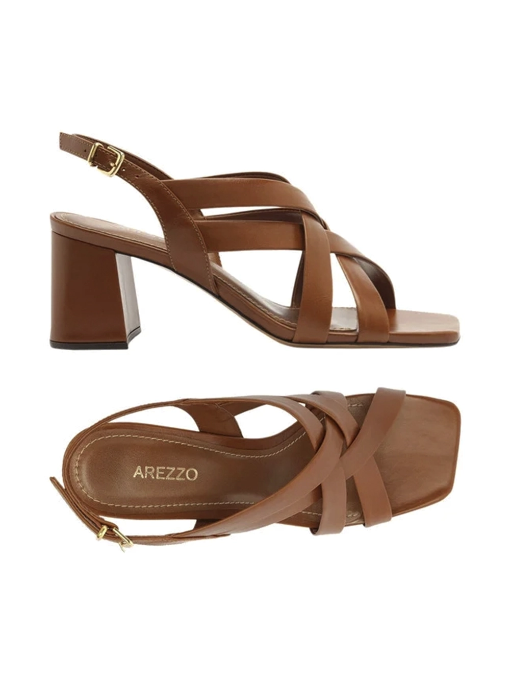 Sandália em Pele Castanha e Salto em Bloco - Image 4