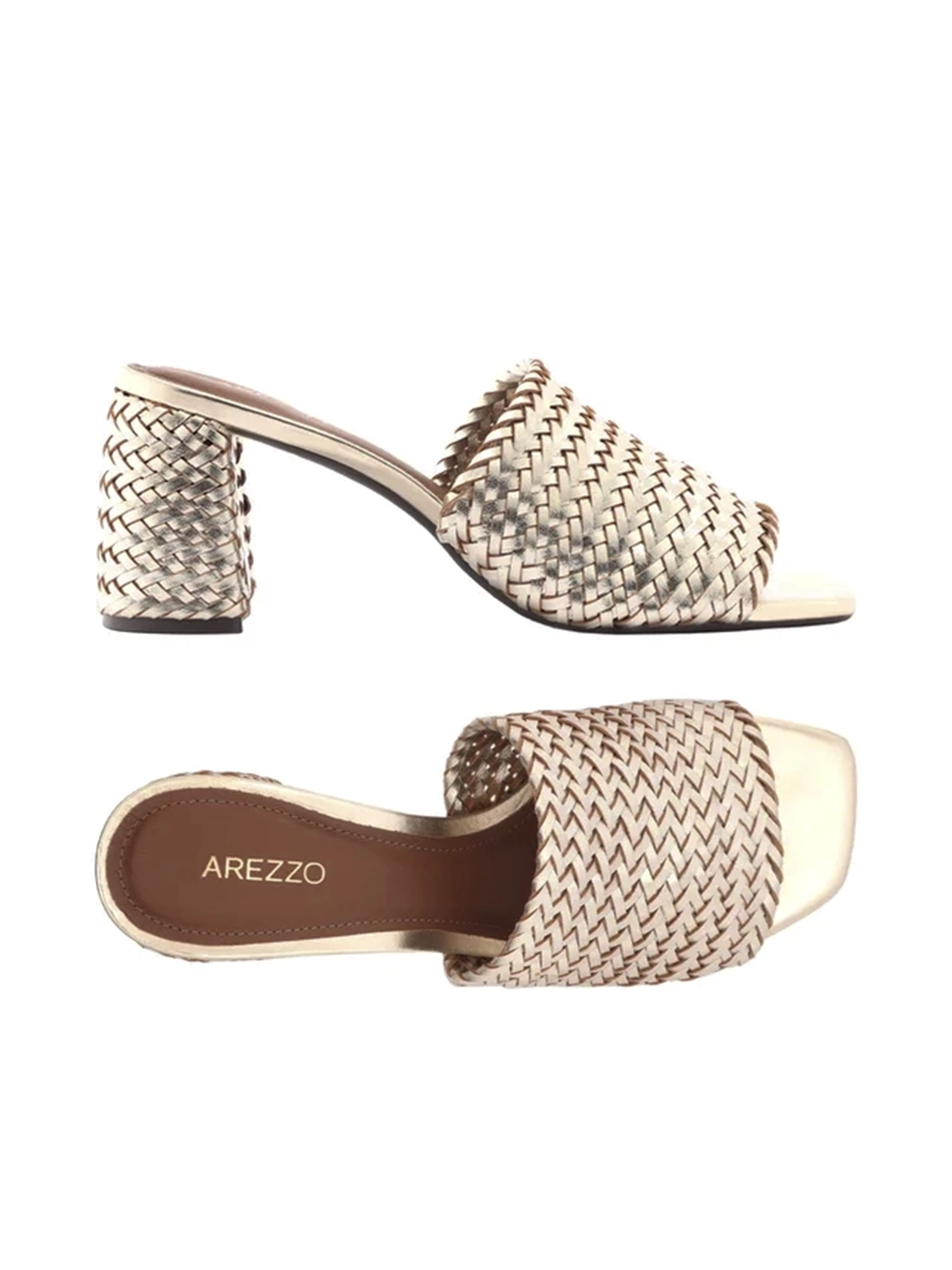 Sandália Dourada Tressê Bloco Tira Única - Image 4