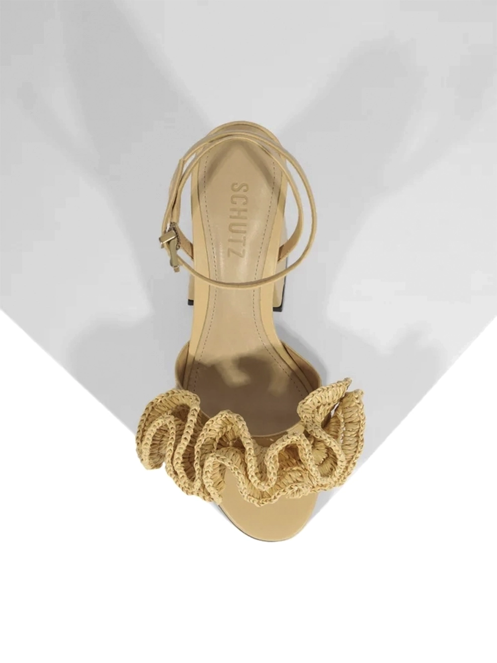 Sandália em Pele Beige e Ráfia - Image 4